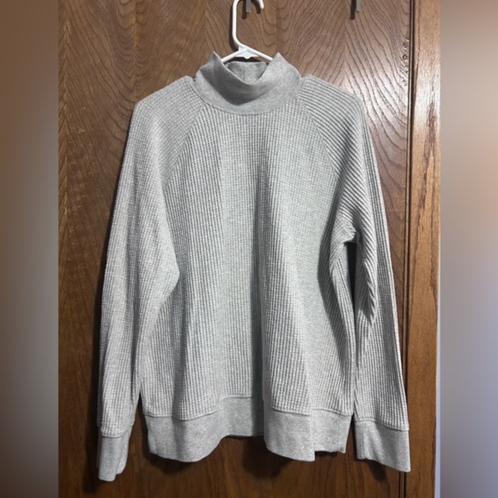 Lands’ End XL gray waffle knit mock neck